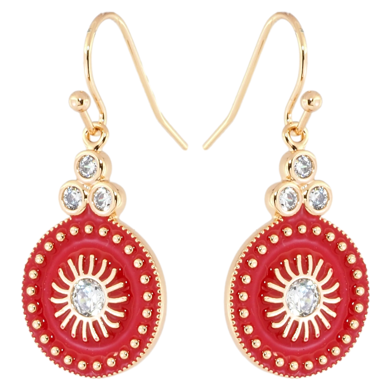 Серьги Xuping Позолота 18K французский замок Декоративные подвески с красной эмалью фото №2 Серьги Xuping Позолота 18K французский замок Декоративные подвески с красной эмалью фото №2