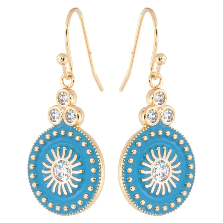 Сережки Xuping Позолота 18K французький замок Декоративні підвіски з блакитною емаллю фото №5 Сережки Xuping Позолота 18K французький замок Декоративні підвіски з блакитною емаллю фото №5