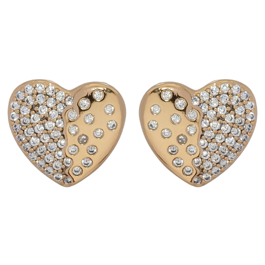 Серьги Xuping Позолота 18K пусеты Сердечки с цирконием фото №1 Серьги Xuping Позолота 18K пусеты Сердечки с цирконием фото №1