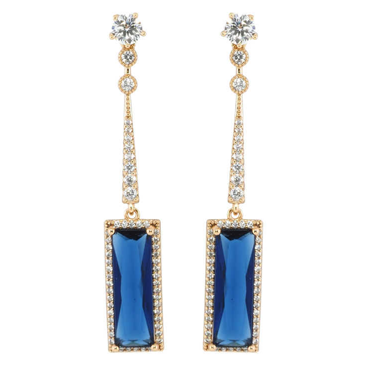 Сережки Xuping Позолота 18K пусети Підвіски з синіми фіанітами та цирконієм фото №17