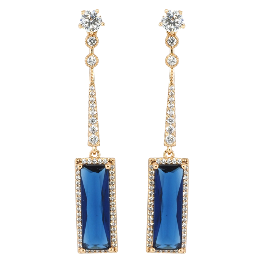 Сережки Xuping Позолота 18K пусети Підвіски з синіми фіанітами та цирконієм фото №1 Сережки Xuping Позолота 18K пусети Підвіски з синіми фіанітами та цирконієм фото №1