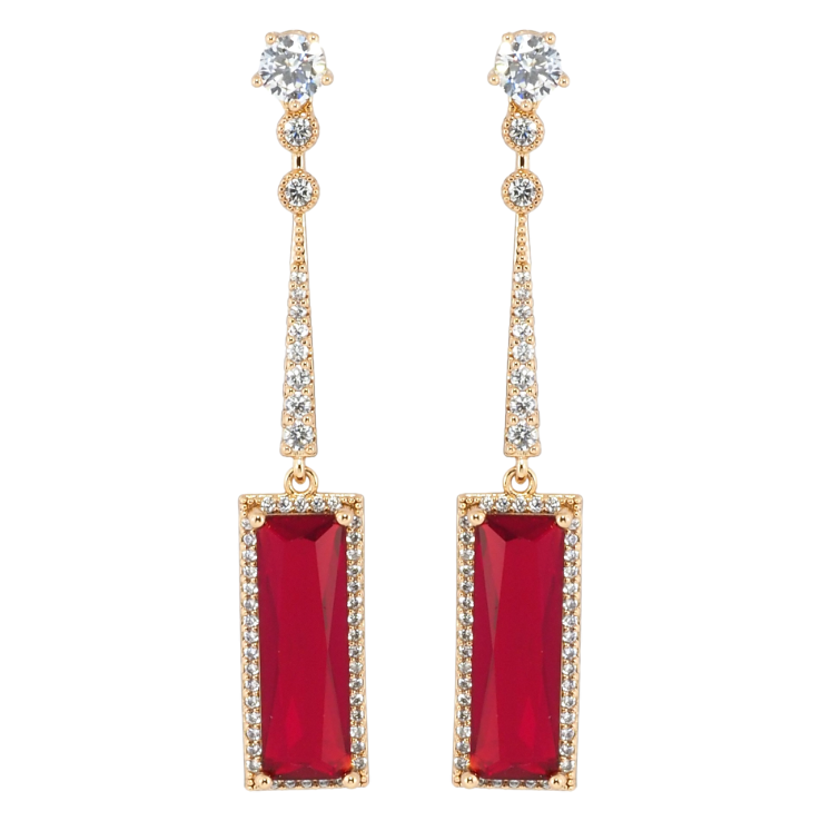 Сережки Xuping Позолота 18K пусети Підвіски з червоними фіанітами та цирконієм фото №15