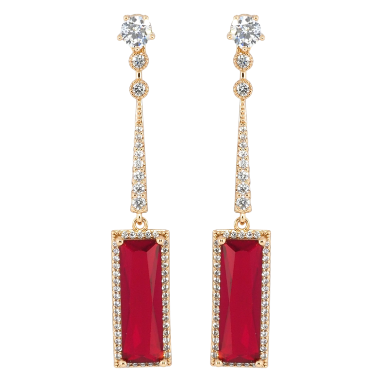 Серьги Xuping Позолота 18K пусеты Подвески с красными фианитами и цирконием фото №4