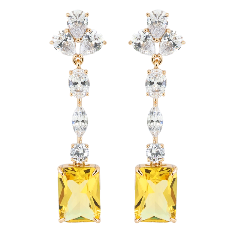 Серьги Xuping Позолота 18K пусеты Кристальные подвески с желтыми фианитами фото №1