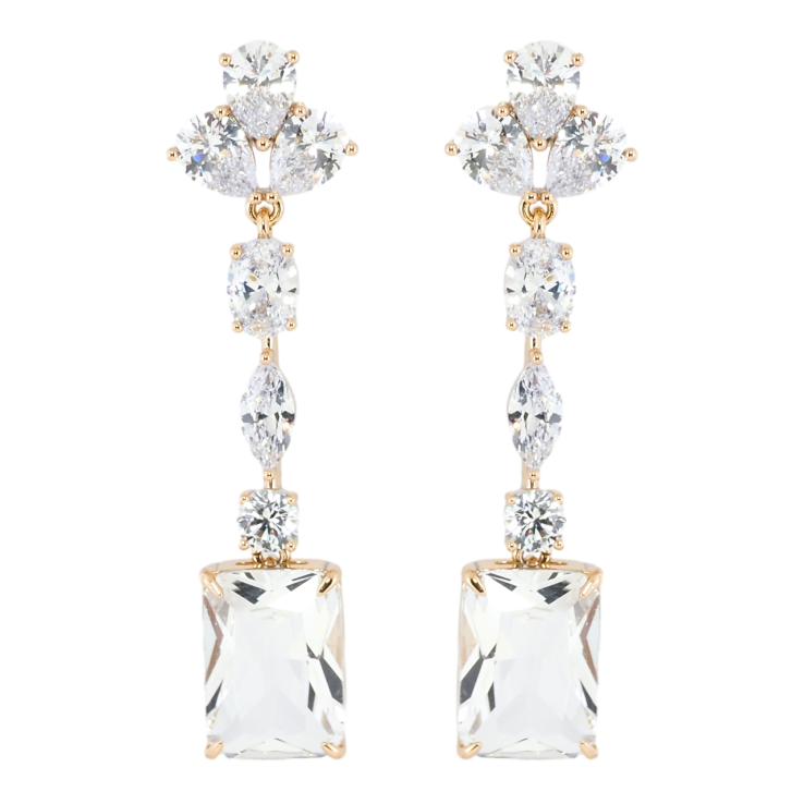 Сережки Xuping Позолота 18K пусети Кришталеві підвіски з фіанітами фото №4