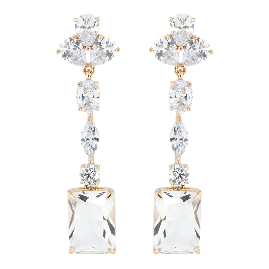 Сережки Xuping Позолота 18K пусети Кришталеві підвіски з фіанітами фото №1 Сережки Xuping Позолота 18K пусети Кришталеві підвіски з фіанітами фото №1