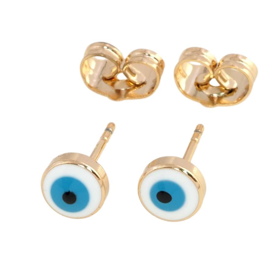 Сережки Xuping Позолота 18K пусети Оберіг блакитний Око Фатіми ø 6мм фото №1