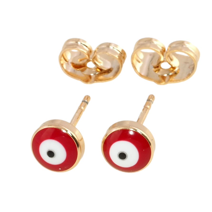 Сережки Xuping Позолота 18K пусети Оберіг червоний Око Фатіми ø 6мм фото №1