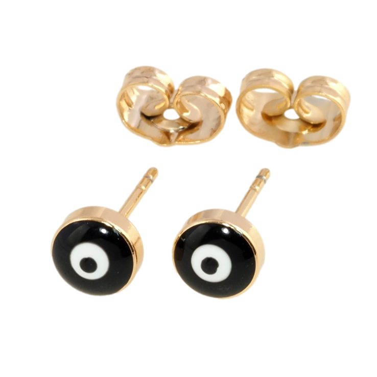 Сережки Xuping Позолота 18K пусети Оберіг чорне Око Фатіми ø 6мм фото №22