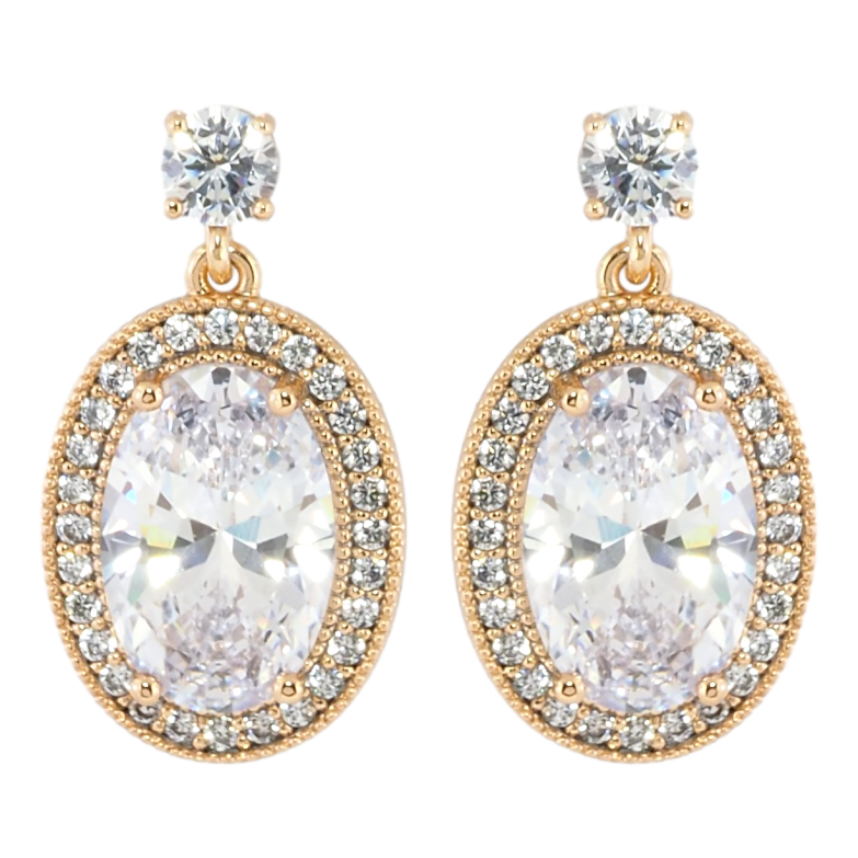 Сережки Xuping Позолота 18K пусети Підвіски фіаніти в обрамленні цирконію фото №1