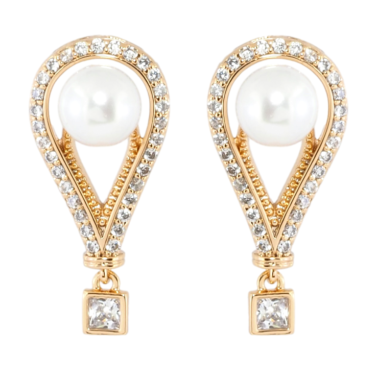 Сережки Xuping Позолота 18K пусети Декоративні підвіски з цирконієм і перлами фото №8