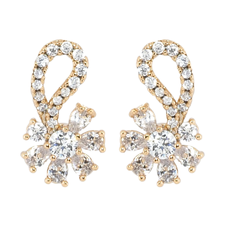 Сережки Xuping Позолота 18K пусети Квіточки з цирконієм фото №18