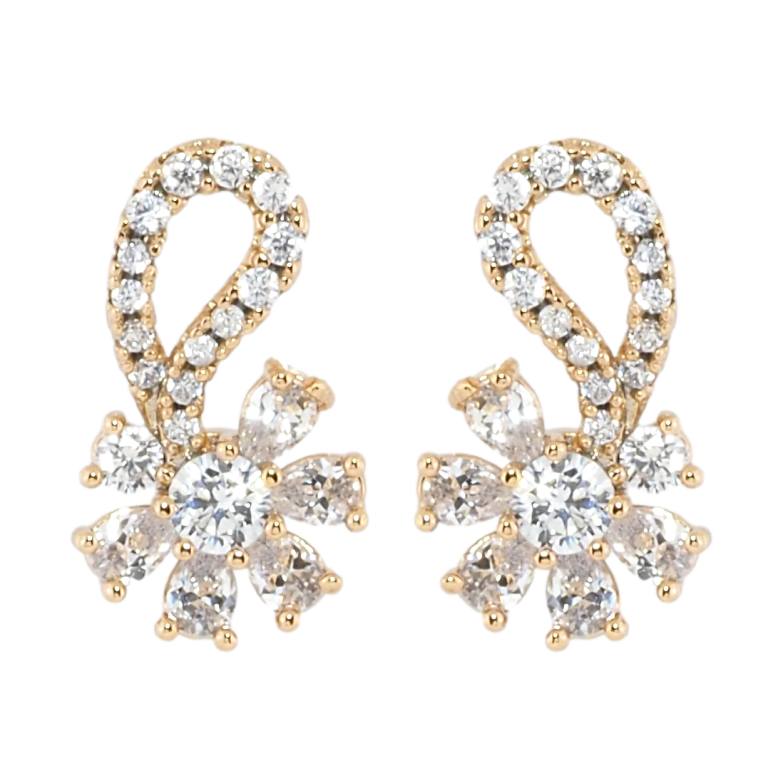 Серьги Xuping Позолота 18K пусеты Цветочки с цирконием фото №3 Серьги Xuping Позолота 18K пусеты Цветочки с цирконием фото №3