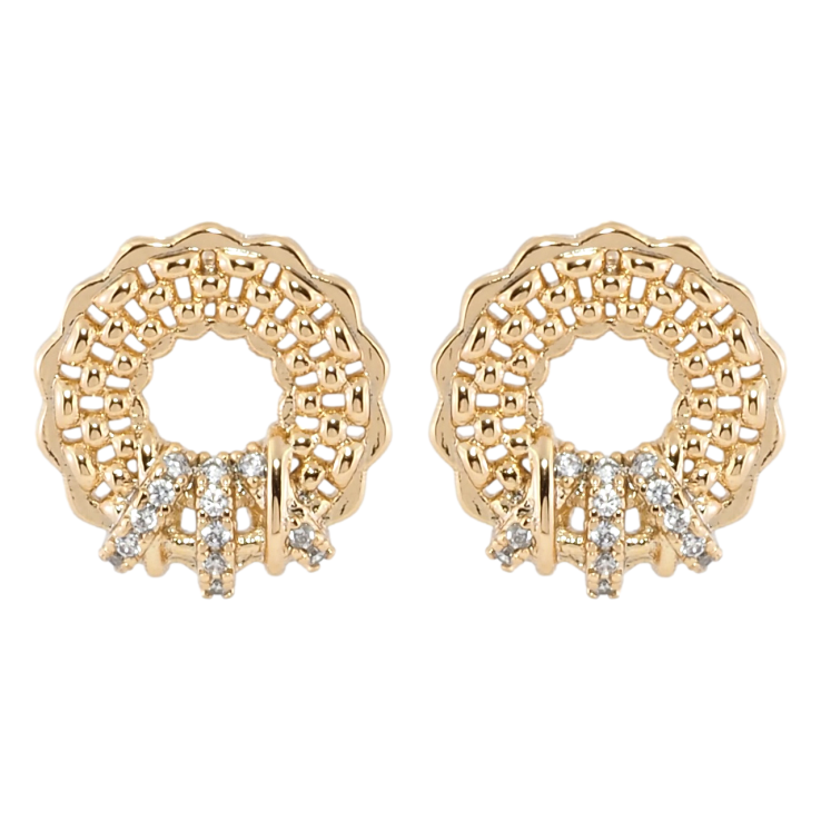 Сережки Xuping Позолота 18K пусети Різьблені колечка з цирконієм фото №8