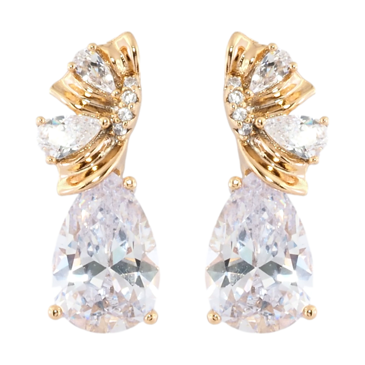 Сережки Xuping Позолота 18K пусети Декоративний візерунок з фіанітами фото №5