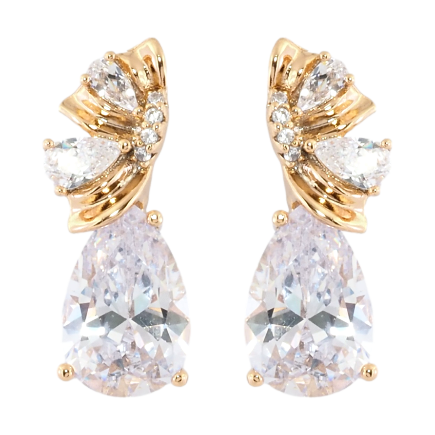 Сережки Xuping Позолота 18K пусети Декоративний візерунок з фіанітами фото №1 Сережки Xuping Позолота 18K пусети Декоративний візерунок з фіанітами фото №1