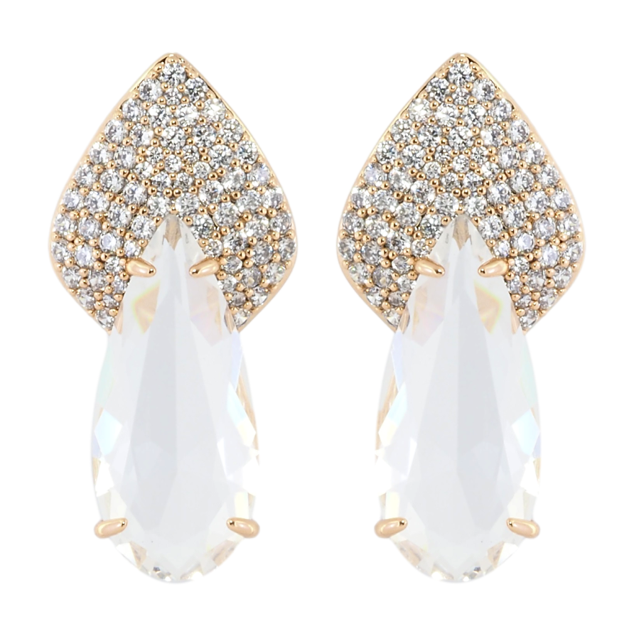 Сережки Xuping Позолота 18K пусети Візерунок з інкрустацією цирконієм і фіанітом фото №1