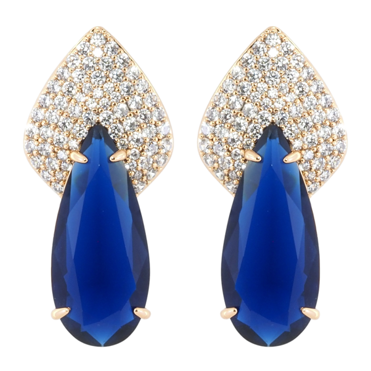 Сережки Xuping Позолота 18K пусети Візерунок з інкрустацією цирконієм і синім фіанітом фото №21