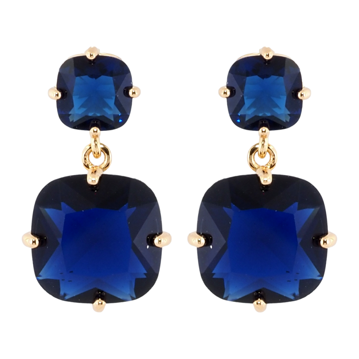 Сережки Xuping Позолота 18K пусети Два синіх фіаніти фото №15