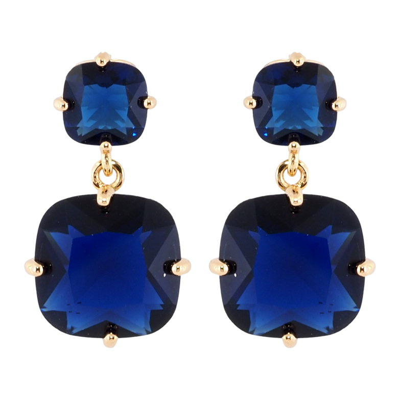 Серьги Xuping Позолота 18K пусеты Два синих фианита фото №1