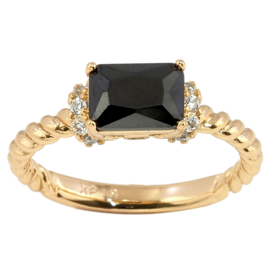 Кольцо Xuping Позолота 18K Черный фианит с цирконием фото №1
