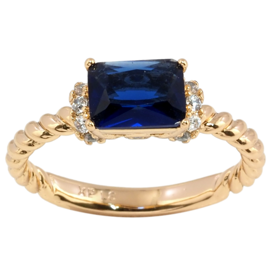 Кольцо Xuping Позолота 18K Синий фианит с цирконием фото №1 Кольцо Xuping Позолота 18K Синий фианит с цирконием фото №1