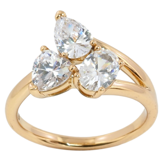 Кольцо Xuping Позолота 18K Три фианита фото №1 Кольцо Xuping Позолота 18K Три фианита фото №1