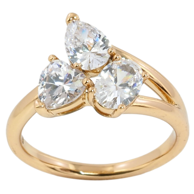 Кольцо Xuping Позолота 18K Три фианита фото №1