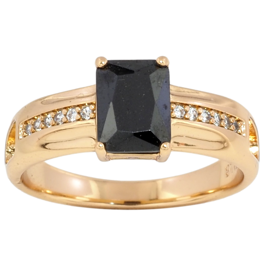 Каблучка Xuping Позолота 18K Чорний фіаніт на доріжці цирконію фото №1