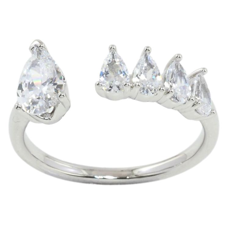 Кольцо Xuping Родий Кристальные капельки фото №7 Кольцо Xuping Родий Кристальные капельки фото №7