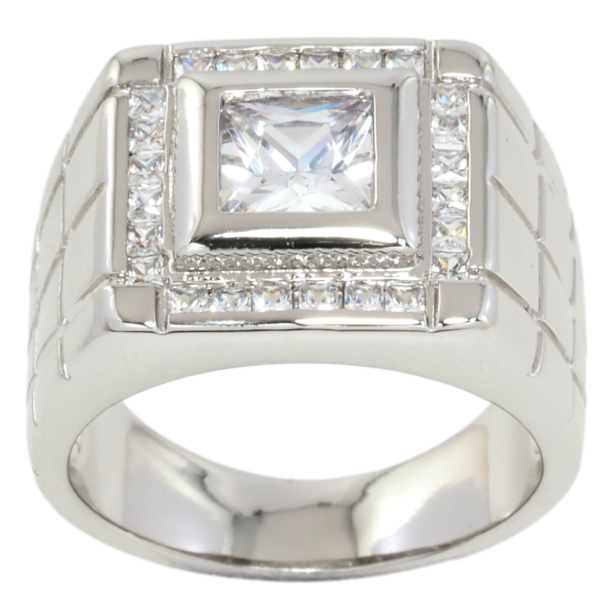 Перстень Xuping Родій Фіаніт в обрамленні цирконію фото №1