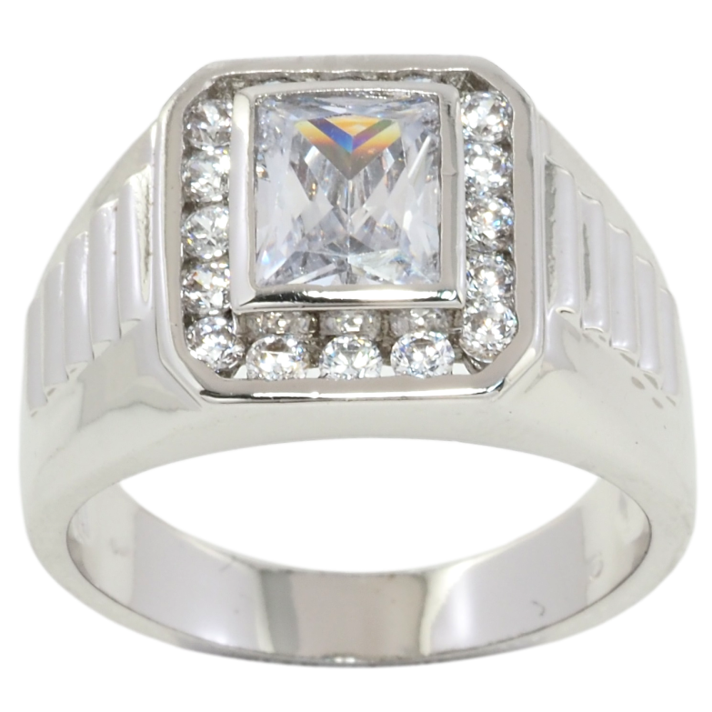 Перстень Xuping Родій Фіаніт в обрамленні цирконію фото №1