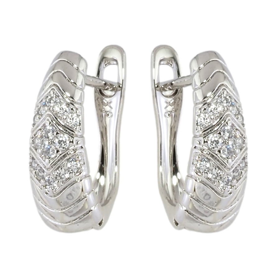 Серьги Xuping Родий английский замок Узор цирконием фото №1 Серьги Xuping Родий английский замок Узор цирконием фото №1