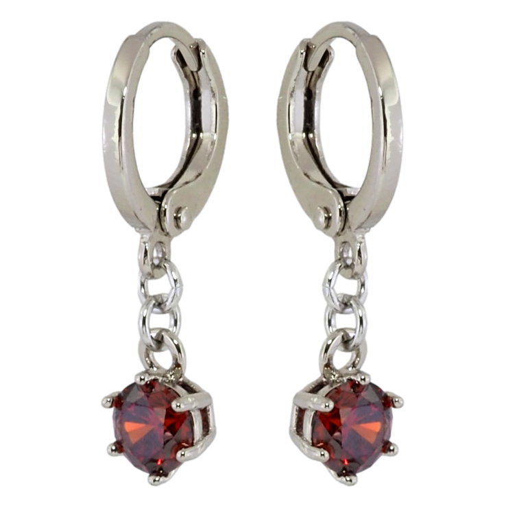 Серьги Xuping Родий подвески на колечках Красные фианиты ø 5мм фото №14