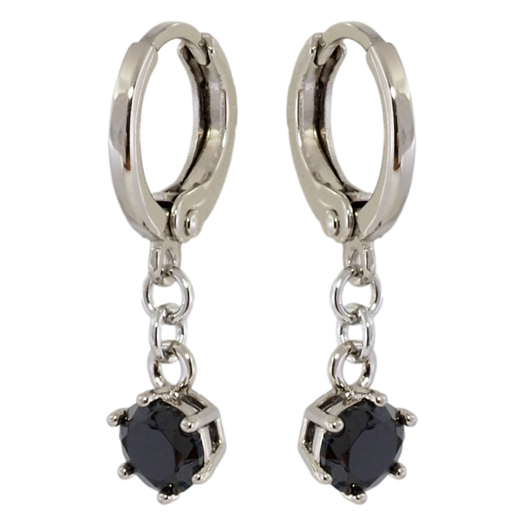 Серьги Xuping Родий подвески на колечках Черные фианиты ø 5мм фото №13