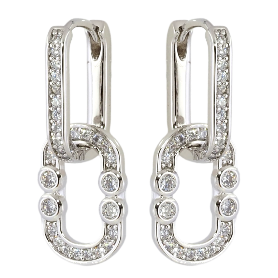 Сережки Xuping Родій підвіски на колечках Овальні підвіски з цирконієм 2 в 1 фото №1