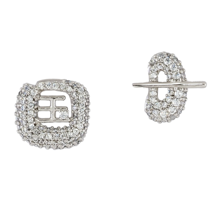 Серьги Xuping Родий пусеты Ассиметричные с инкрустацией цирконием фото №13