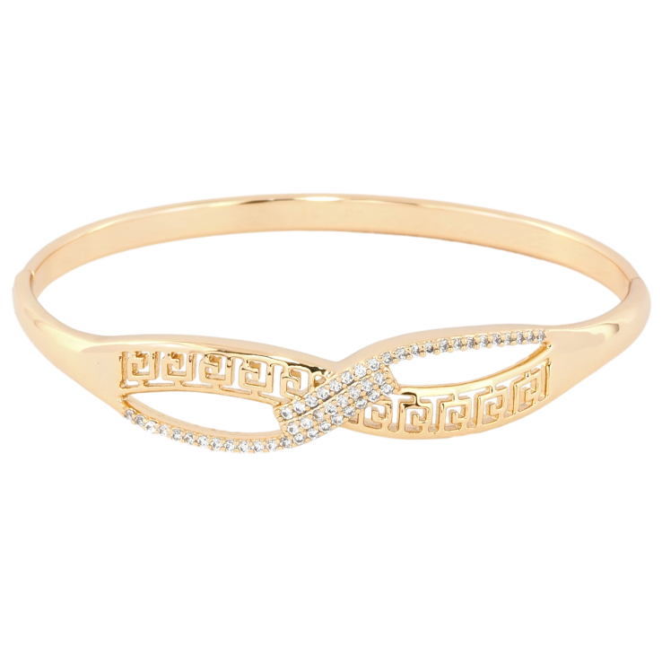 Браслет Xuping Позолота 18K Різьблений грецький візерунок з цирконієм ø 6см фото №24 Браслет Xuping Позолота 18K Різьблений грецький візерунок з цирконієм ø 6см фото №24