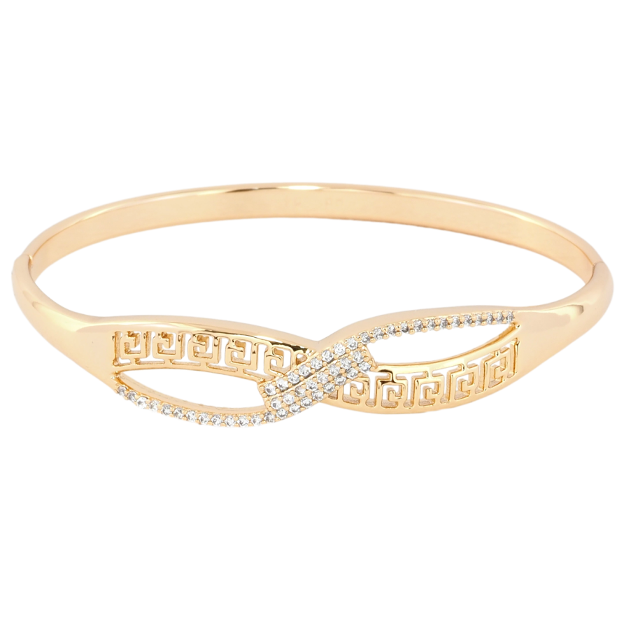 Браслет Xuping Позолота 18K Різьблений грецький візерунок з цирконієм ø 6см фото №1