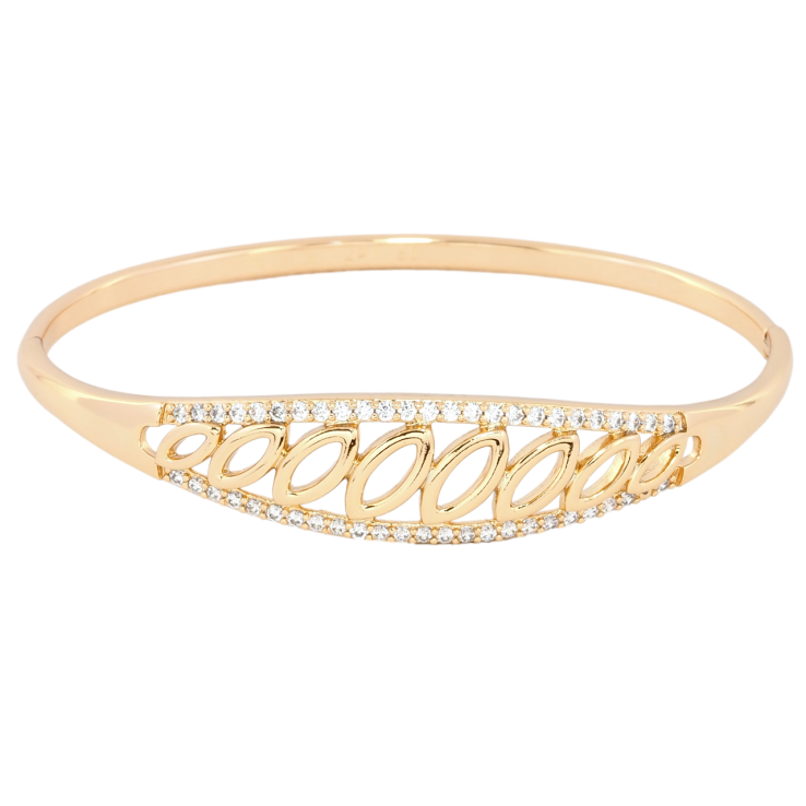 Браслет Xuping Позолота 18K Резной узор с дорожками цирконием ø 6см фото №25 Браслет Xuping Позолота 18K Резной узор с дорожками цирконием ø 6см фото №25