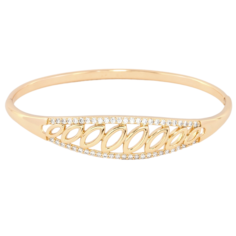 Браслет Xuping Позолота 18K Різьблений візерунок з доріжками цирконієм ø 6см фото №1 Браслет Xuping Позолота 18K Різьблений візерунок з доріжками цирконієм ø 6см фото №1