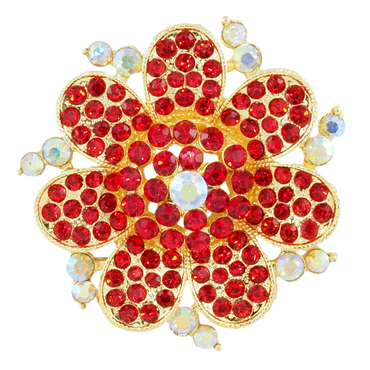 Брошка Квітка з червоними стразами фото №19 Брошка Квітка з червоними стразами фото №19