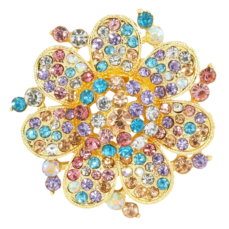 Брошь Цветок с разноцветными стразами фото №6 Брошь Цветок с разноцветными стразами фото №6