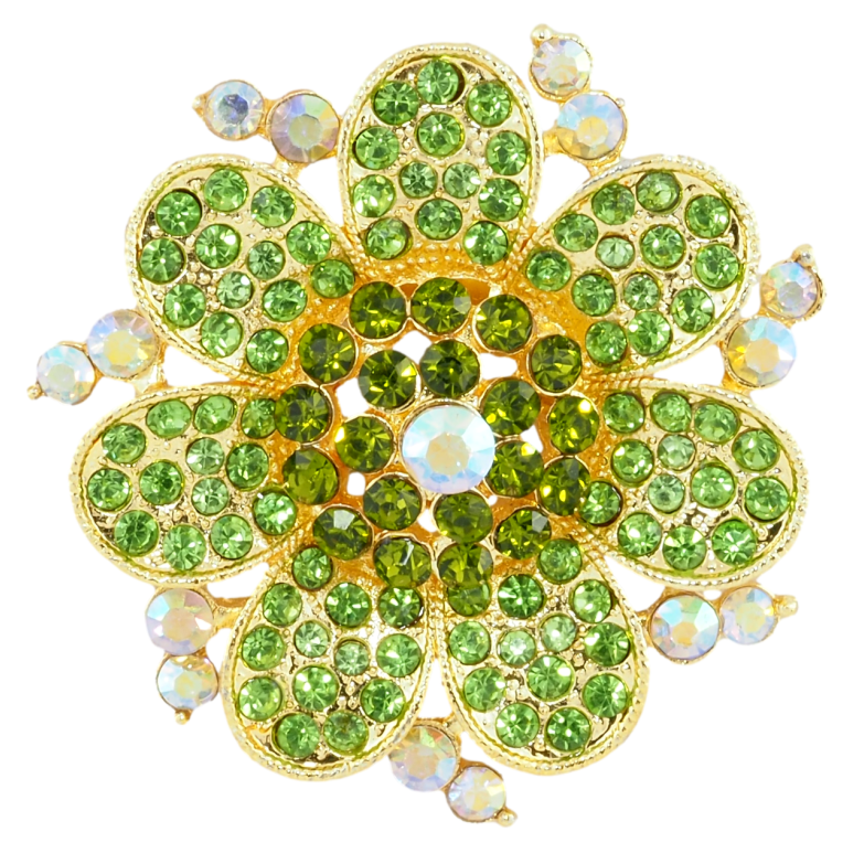 Брошка Квітка з зеленими стразами фото №2 Брошка Квітка з зеленими стразами фото №2