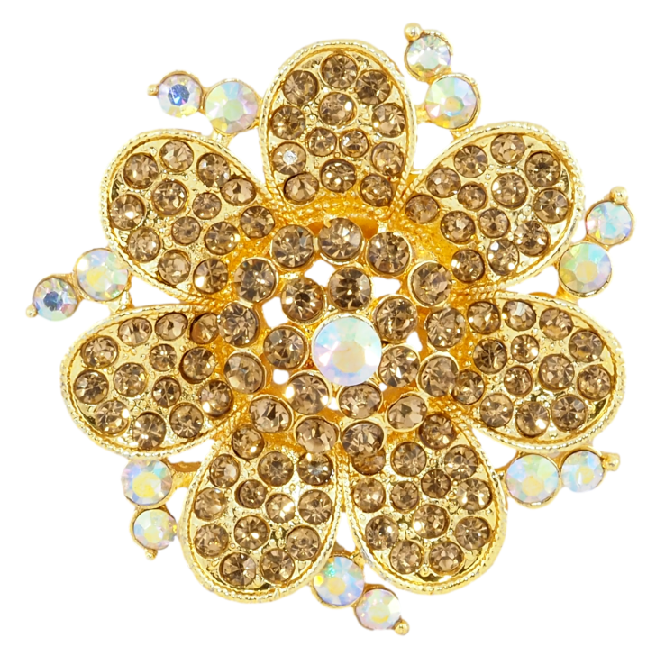 Брошка Квітка з золотистими стразами фото №9 Брошка Квітка з золотистими стразами фото №9