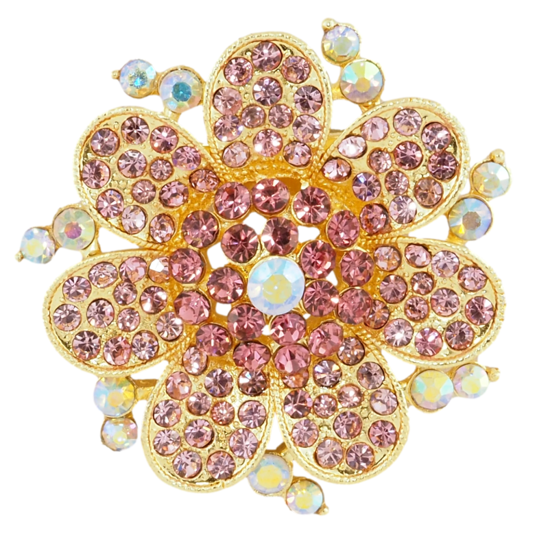Брошь Цветок с розовыми стразами фото №1 Брошь Цветок с розовыми стразами фото №1