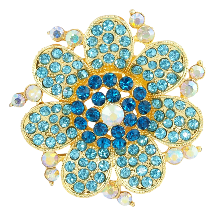 Брошка Квітка з бірюзовими стразами фото №9 Брошка Квітка з бірюзовими стразами фото №9