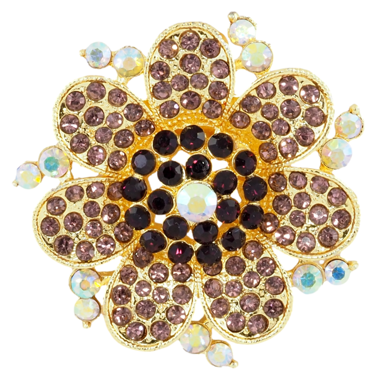 Брошка Квітка з бордовими стразами фото №1 Брошка Квітка з бордовими стразами фото №1