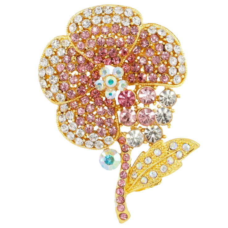 Брошка Квітка з рожевими стразами фото №9 Брошка Квітка з рожевими стразами фото №9