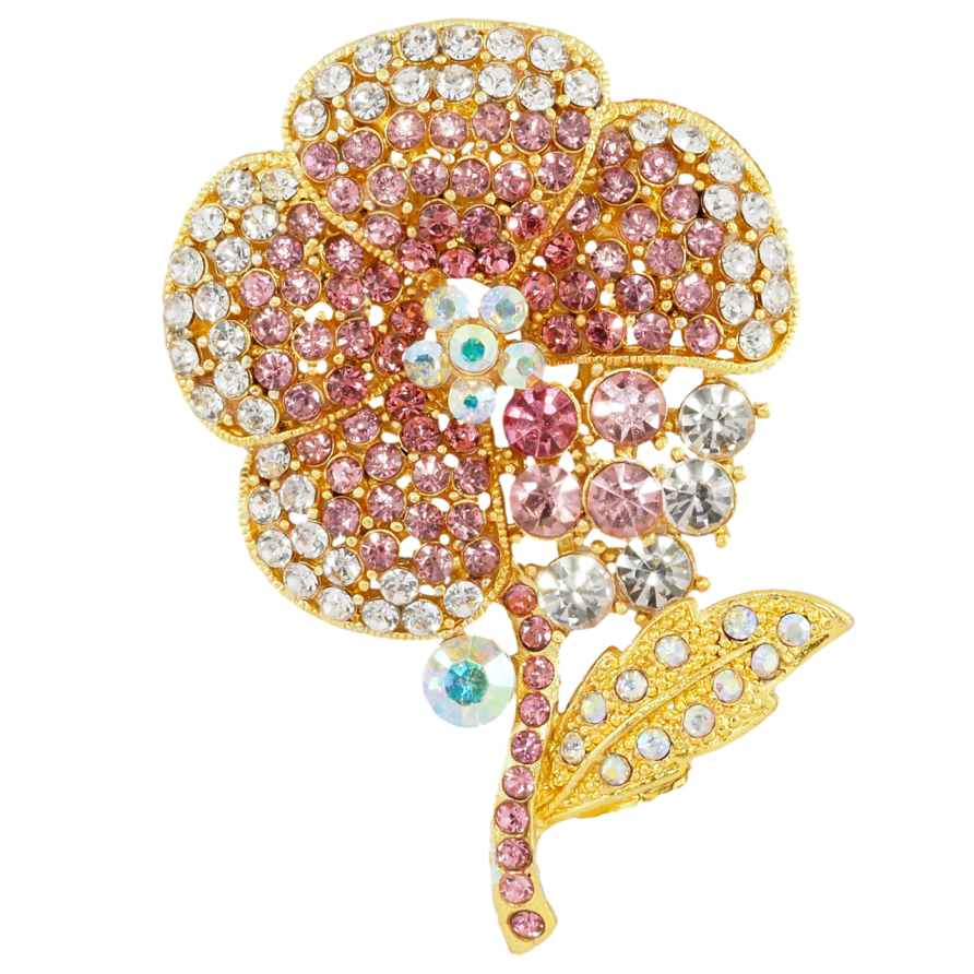 Брошь Цветок с розовыми стразами фото №1 Брошь Цветок с розовыми стразами фото №1